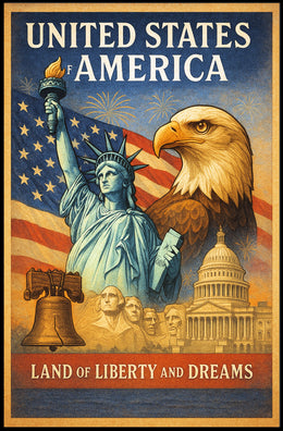 Land of Liberty and Dreams Poster PosterGoat