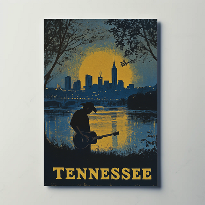 Tennessee Vintage Poster - Music and Cityscape