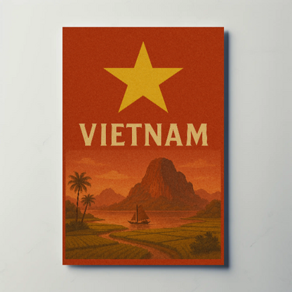 Vietnamese Serenity Travel Art: Vintage Exploration Travel Poster