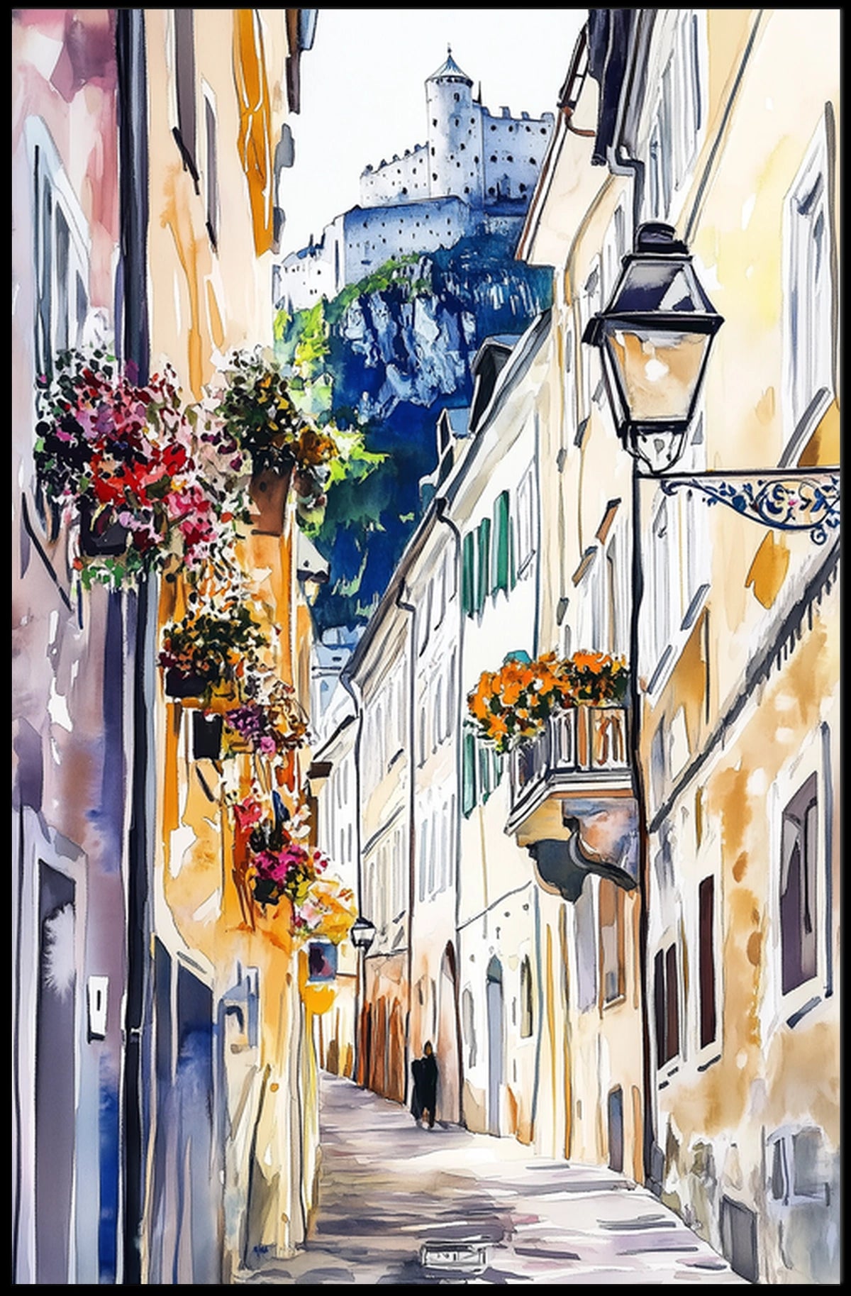 Austria Salzburg Old Town with Fortress Poster