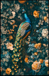 Majestic Peacock Floral Paradise Wall Art