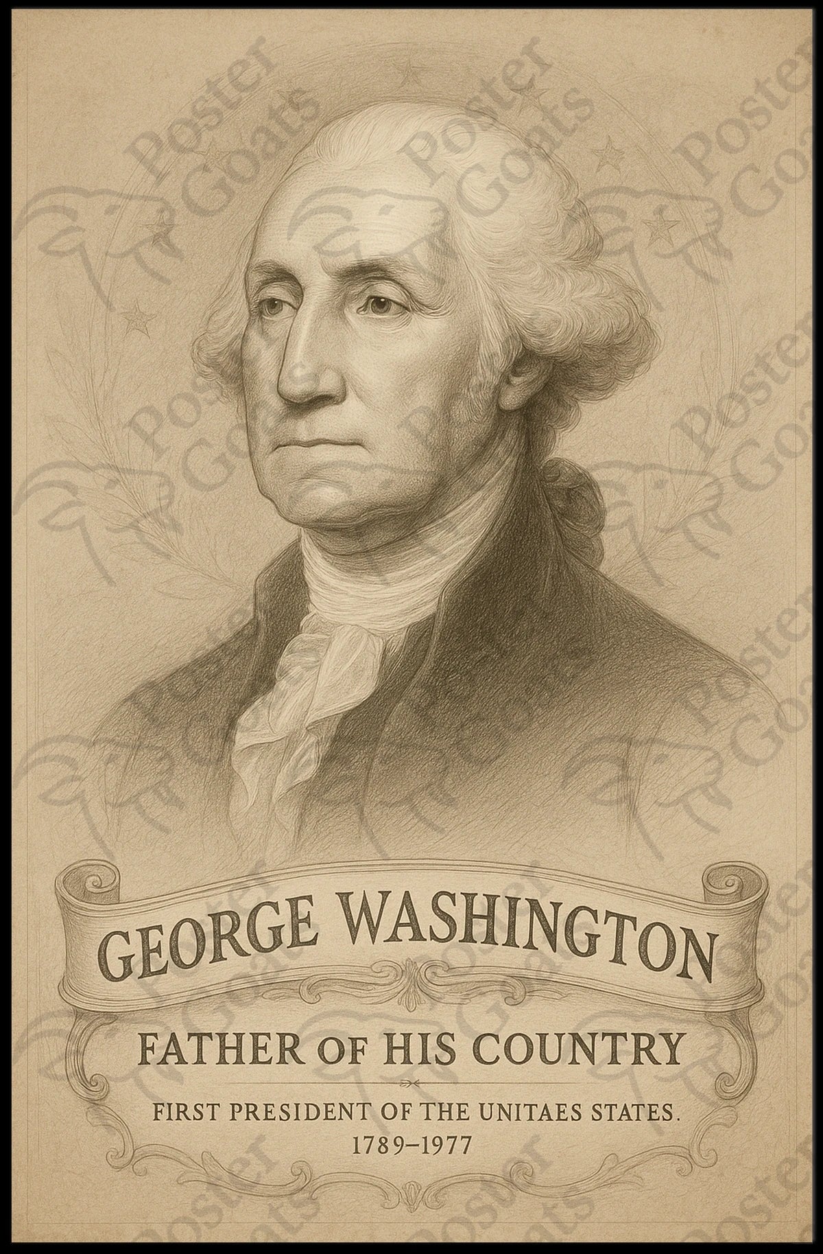 George Washington Vintage Art Historical or Presidential Poster