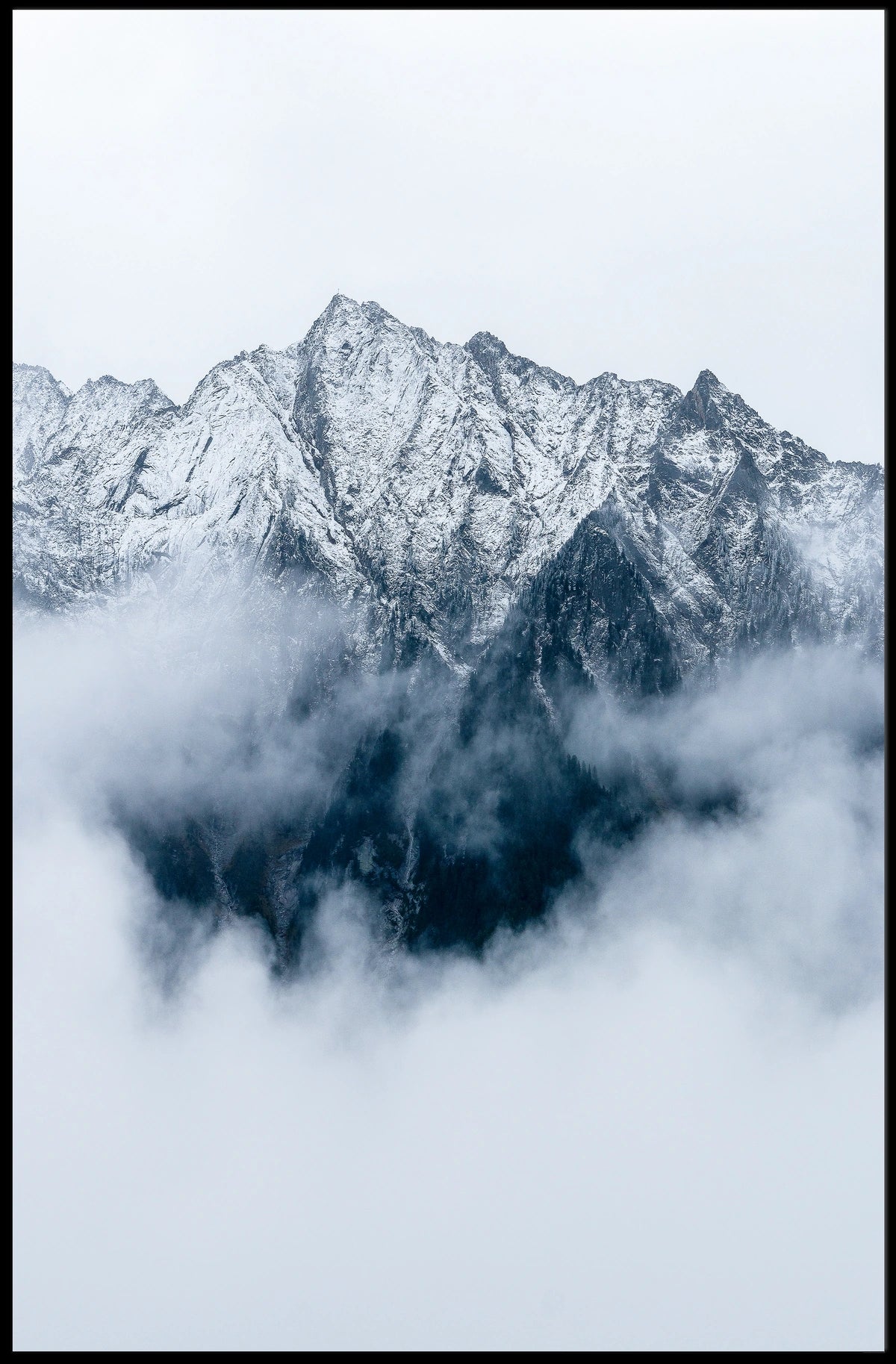 Majestic Snowy Mountains Photorealistic Nature Poster