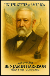 Benjamin Harrison 23rd President of the United States Vintage Watercolor Poster