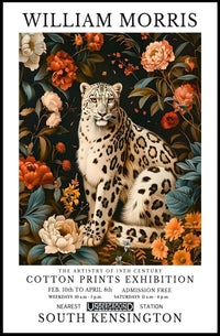 Majestic Leopard Floral William Morris Artistic Poster