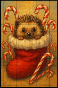Festive Hedgehog In Stocking Poster