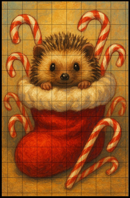 Festive Hedgehog In Stocking Poster
