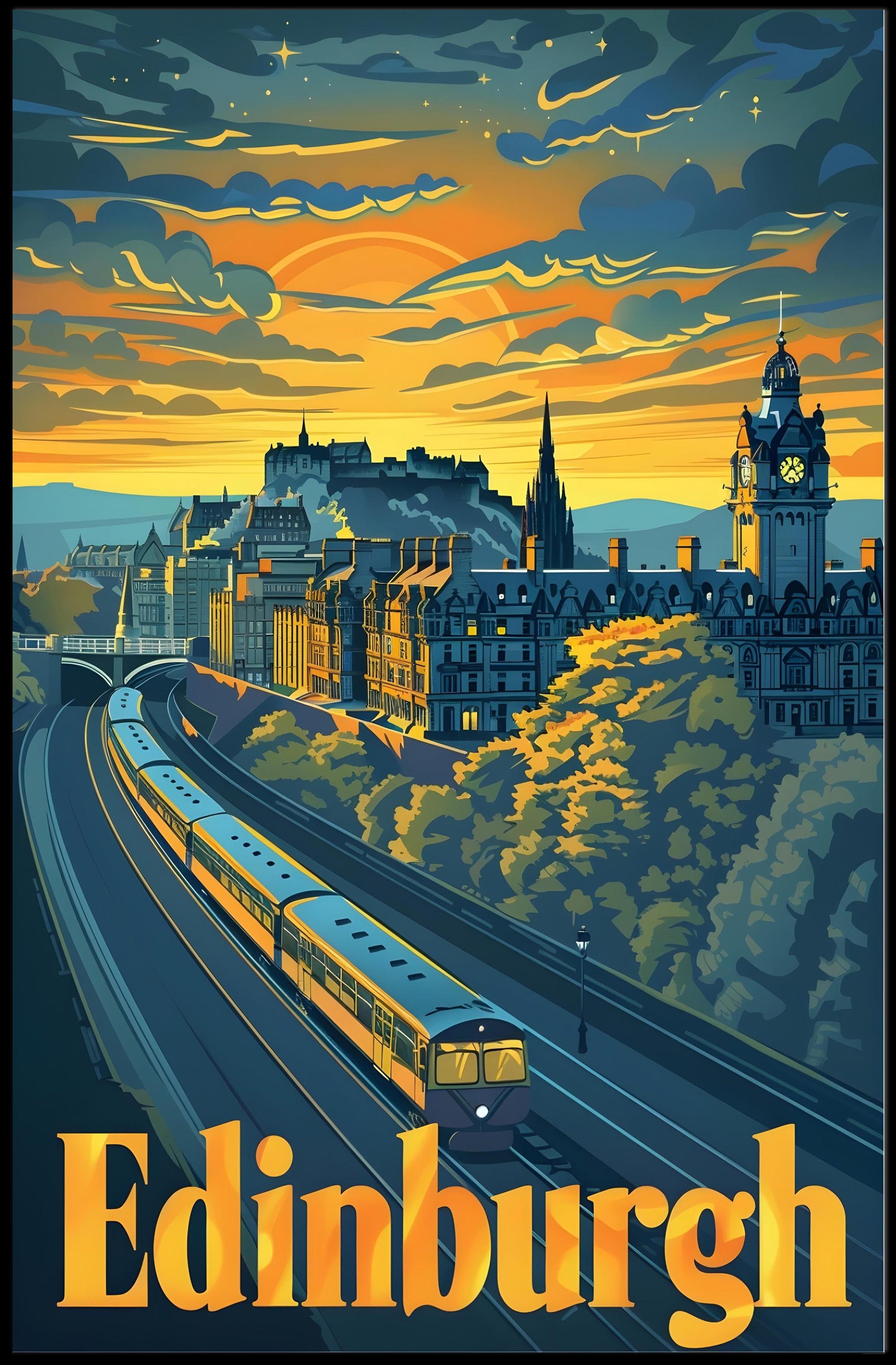 Edinburgh Icons Panorama Travel Poster
