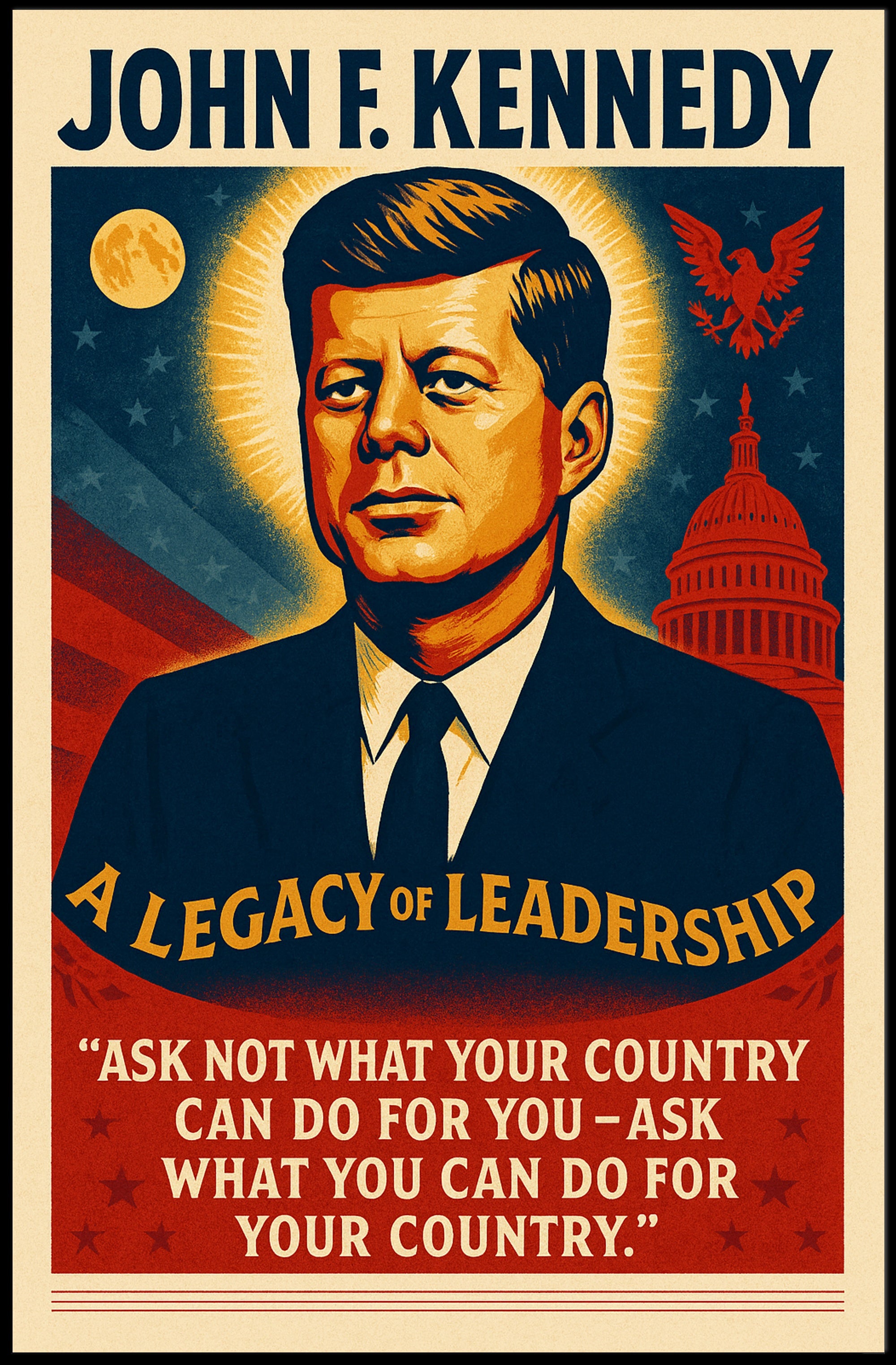 John F. Kennedy Inspirational Leadership Historical or Presidential Poster