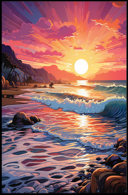 Vibrant Coastal Sunset Poster PosterGoat