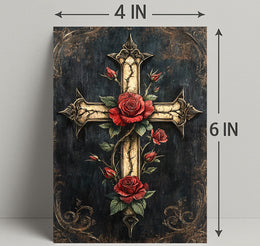 Roses And Cross Poster