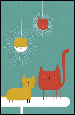 Whimsical Feline Friends Poster