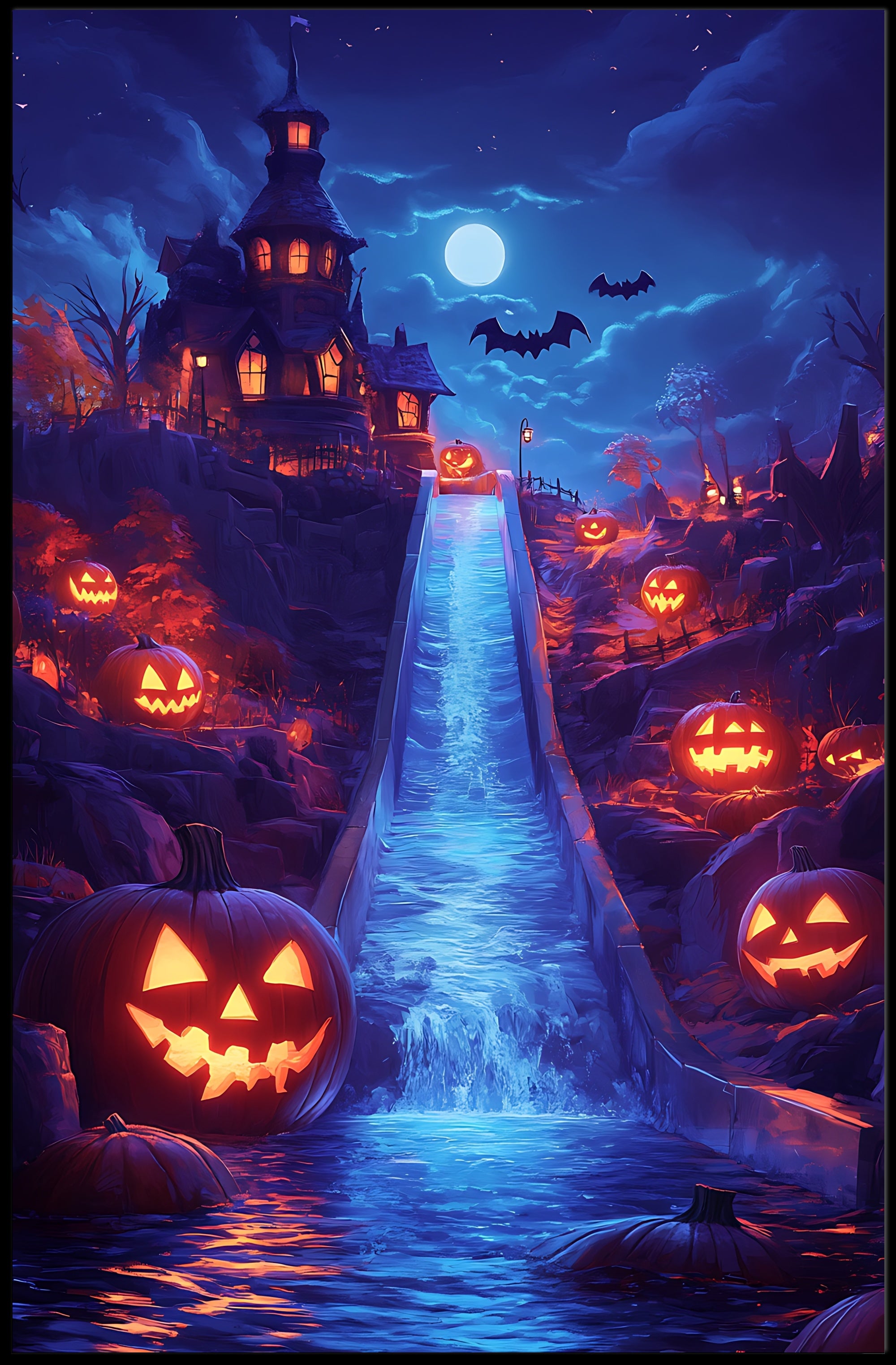 Halloween Manor: Gothic Nightfall Fantasy or Mythology Poster