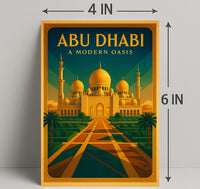 Abu Dhabi Oasis Elegance Vintage Travel Poster