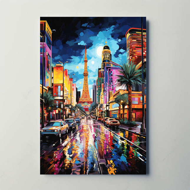 Vibrant Cityscape Nightlife Surreal Parisian Dream Artistic Poster