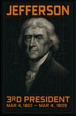 Thomas Jefferson 3rd President of the United States Techno Schematic Poster