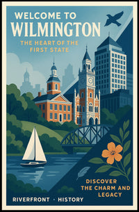 Wilmington Riverfront Charm in Vintage Urban Cityscape Poster PosterGoat