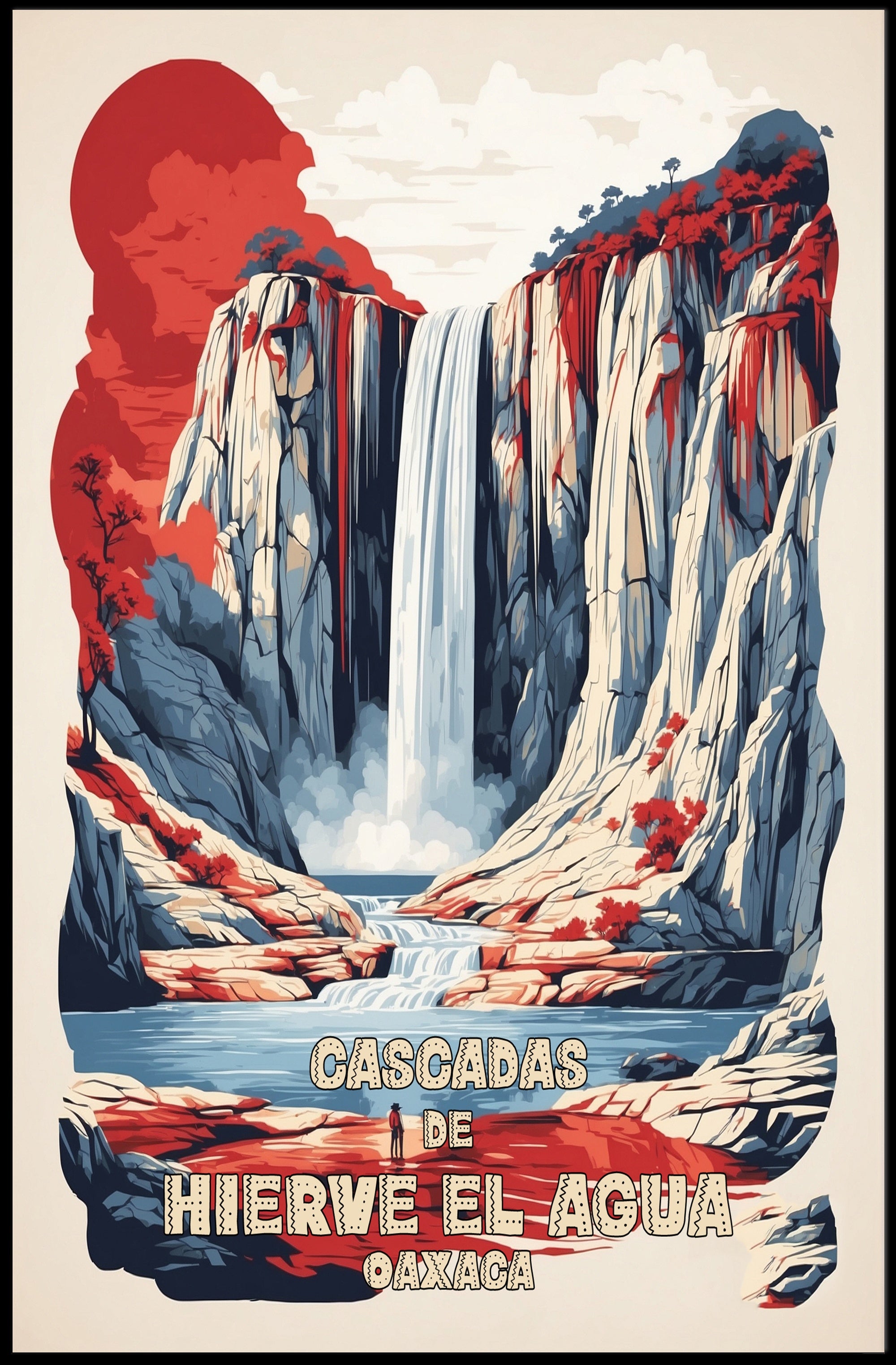 Hierve el Agua Vintage Travel Poster