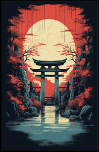 Tranquil Torii At Sunset Poster PosterGoat