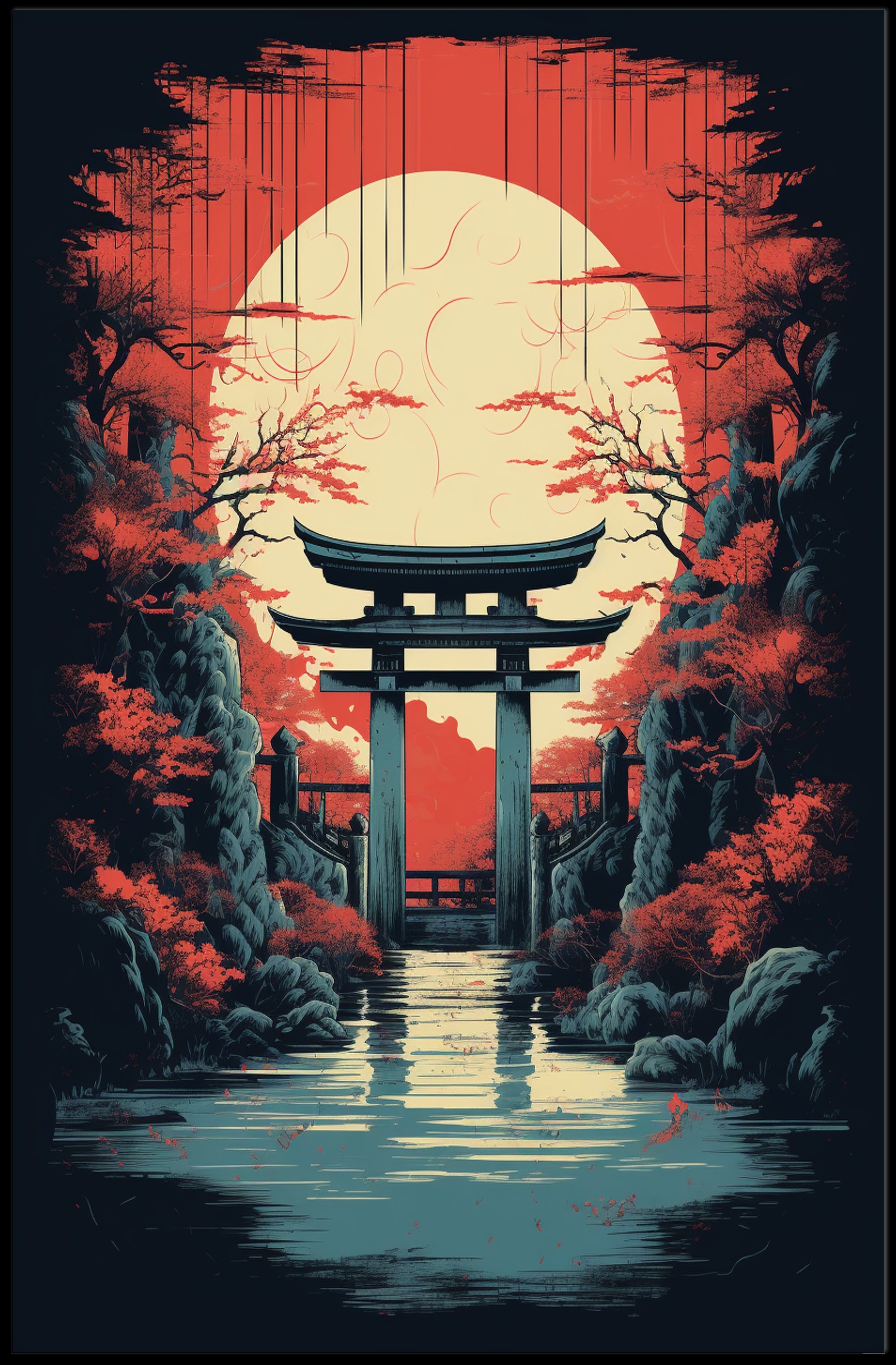 Tranquil Torii At Sunset Poster PosterGoat