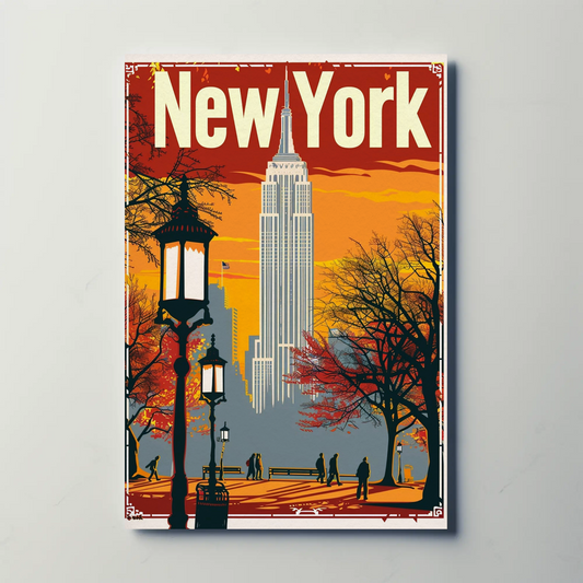 Empire State Building Vintage New York Style Poster