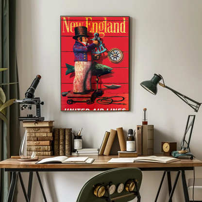 Vintage New England Travel Poster by United Air Lines
