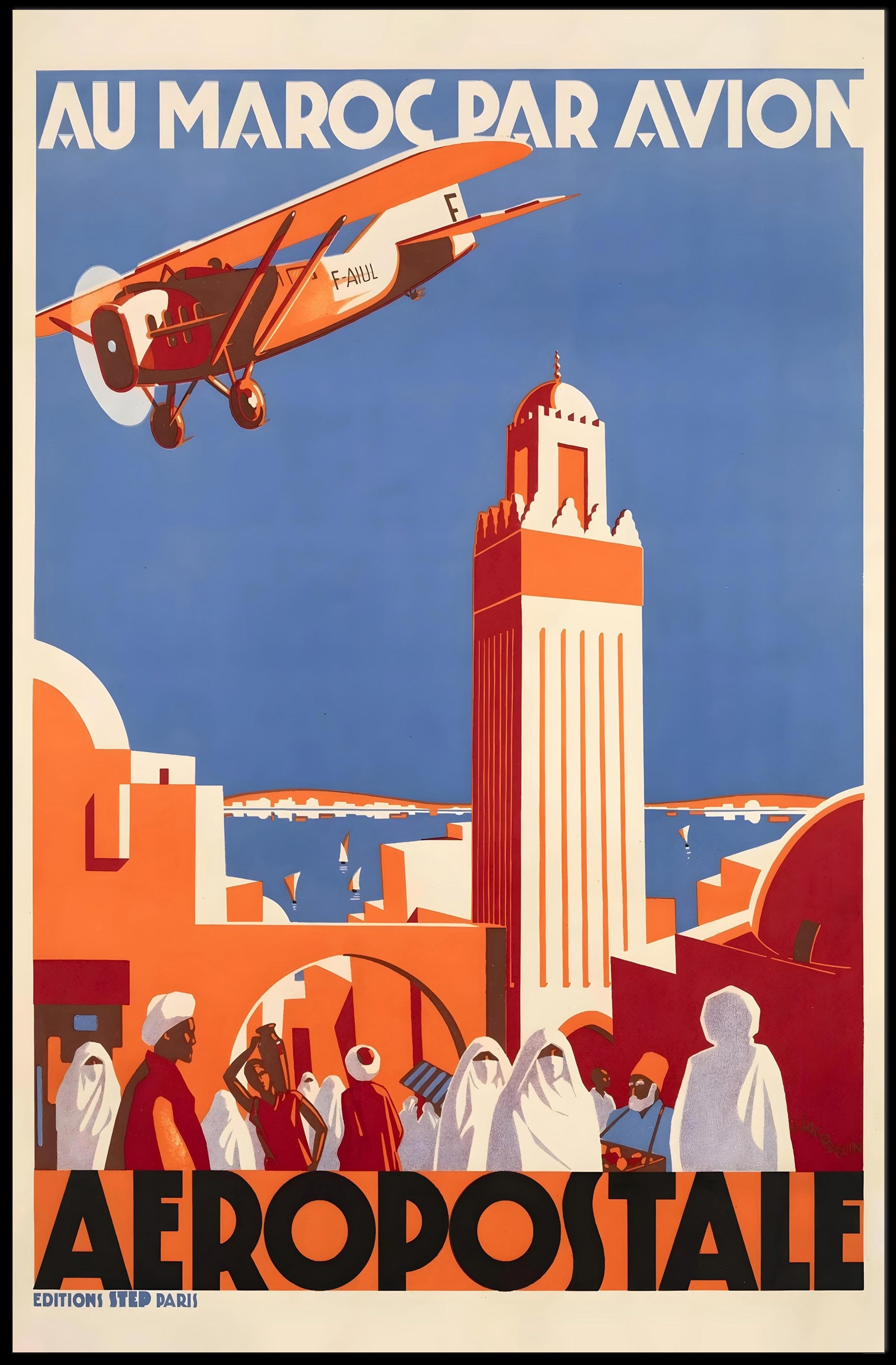 Vintage Moroccan Air Travel Promotion Travel Poster