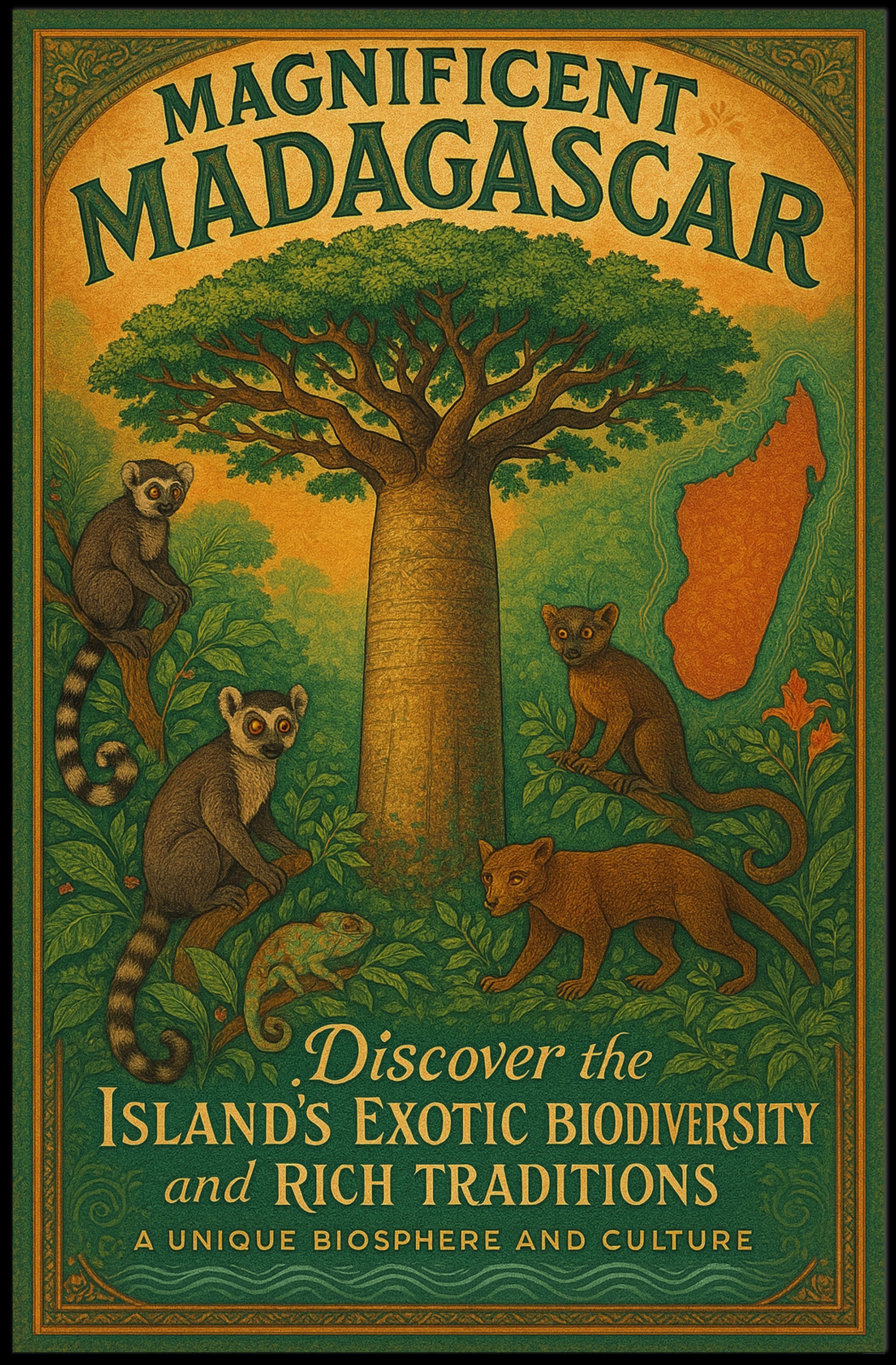 Magnificent Madagascar Adventure Vintage Travel Poster