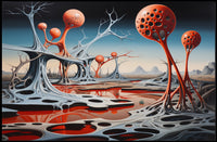 Alien Landscape with Surreal Structures Futuristic Sci-Fi Poster
