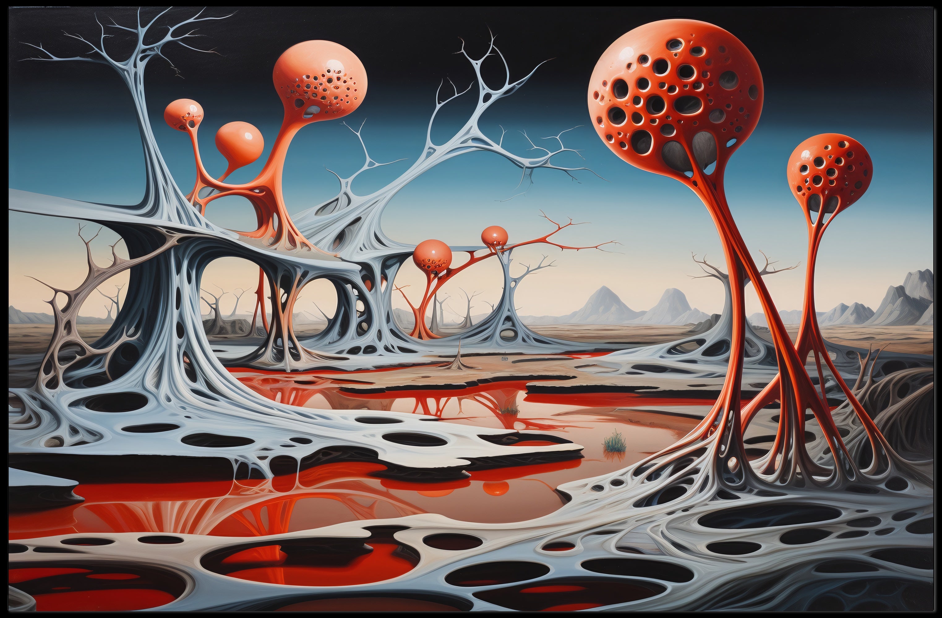 Alien Landscape with Surreal Structures Futuristic Sci-Fi Poster