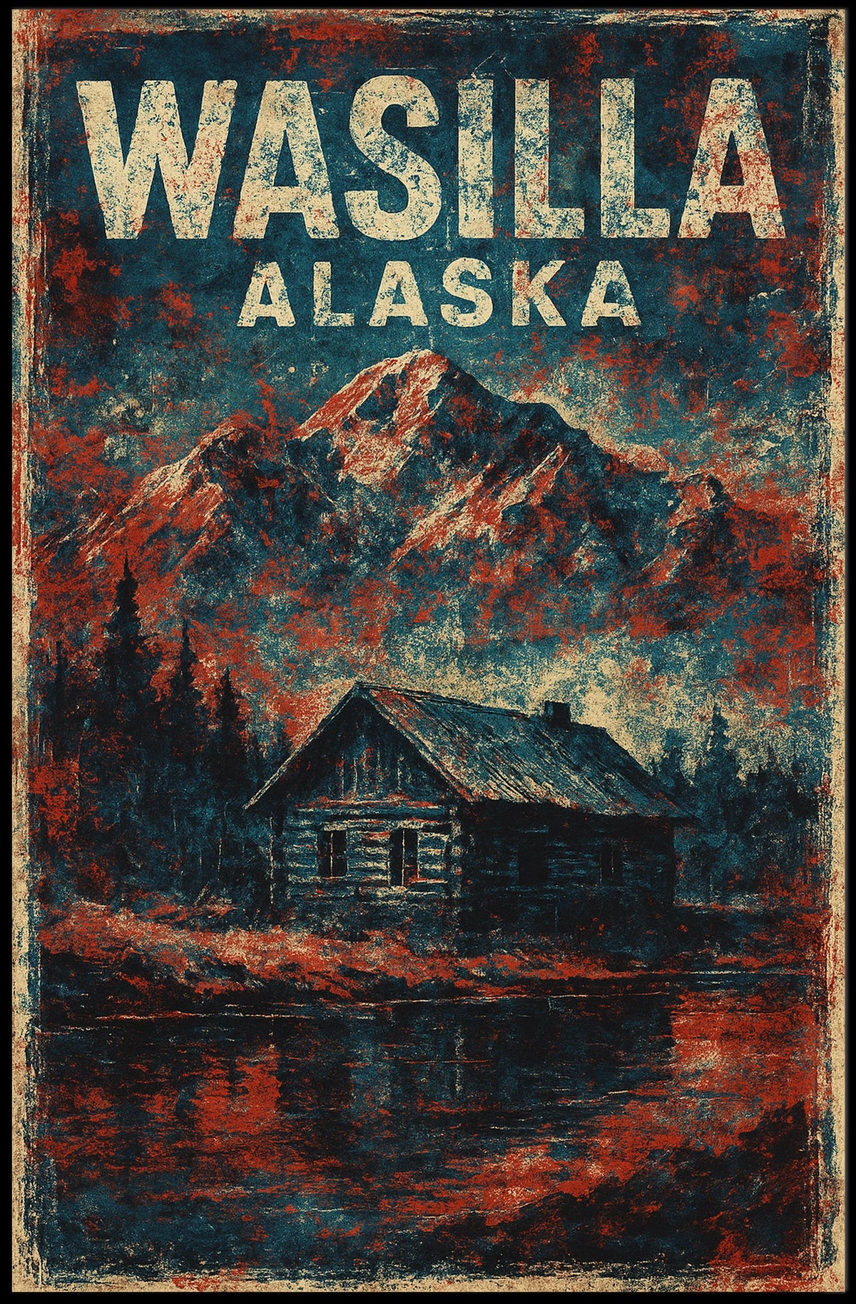 Wasilla Alaska Scenic Travel Print Vintage Landscape Wall Art Decor Timeless Rustic Poster