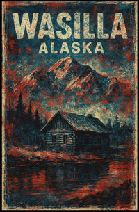 Wasilla Alaska Scenic Travel Print Vintage Landscape Wall Art Decor Timeless Rustic Poster
