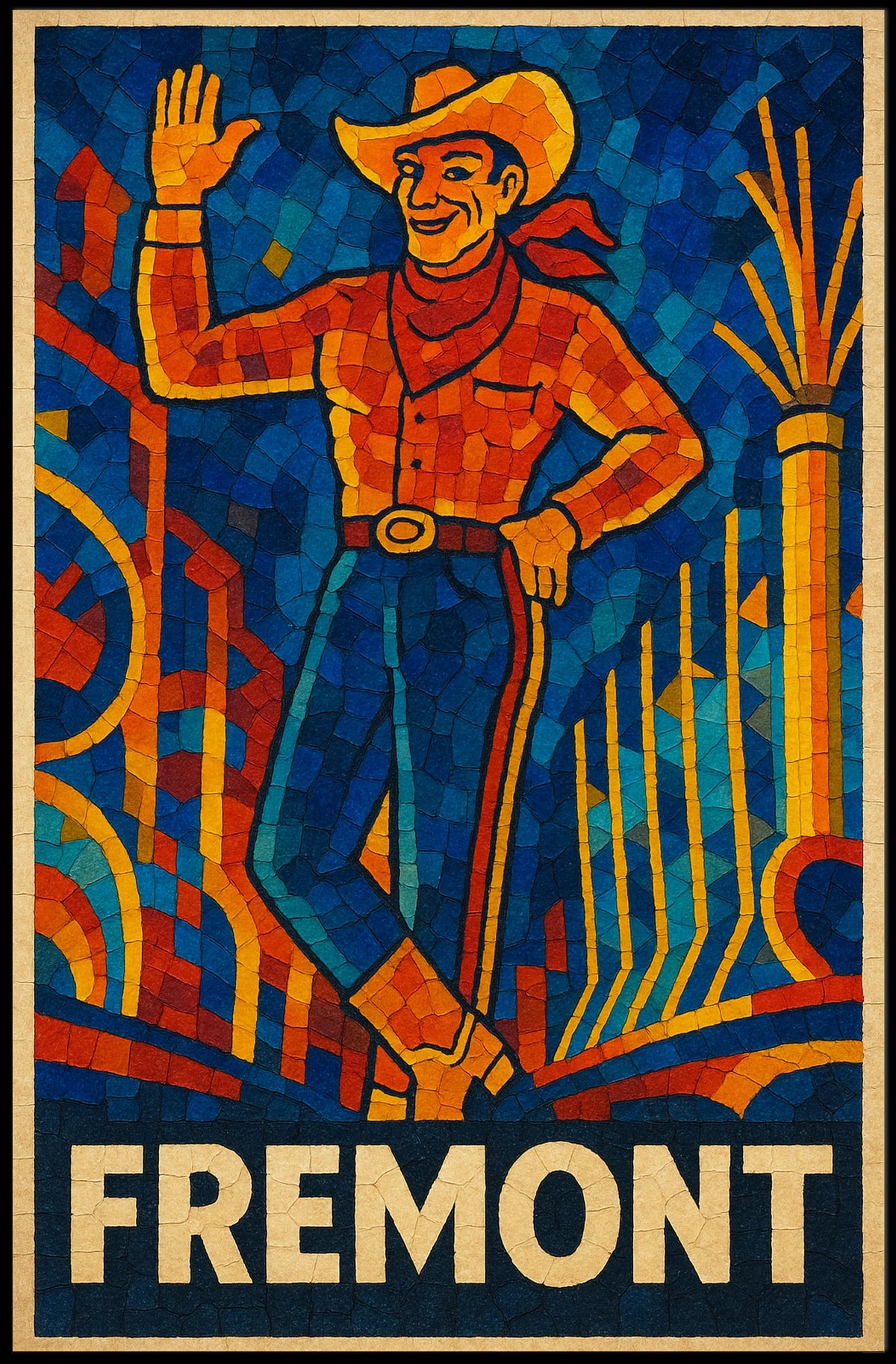 Fremont Mosaic Cowboy Poster