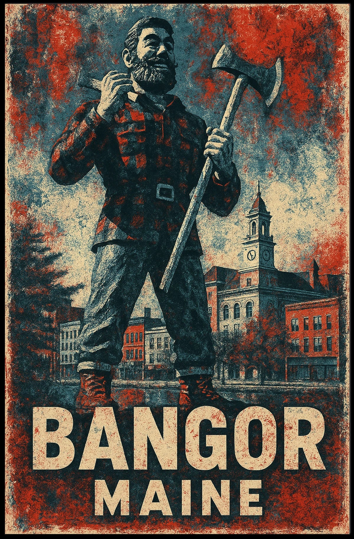 Bangor, Maine Lumberjack Tribute Poster