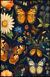 Colorful Nature Art: Butterfly and Flower Animal Poster