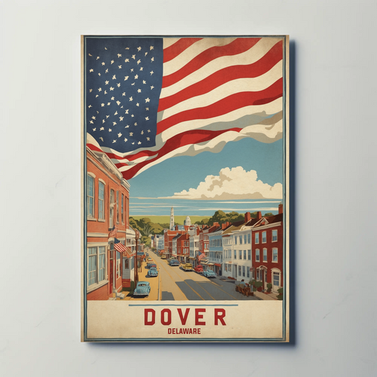 Dover Delaware Americana Main Street Vintage Travel Poster