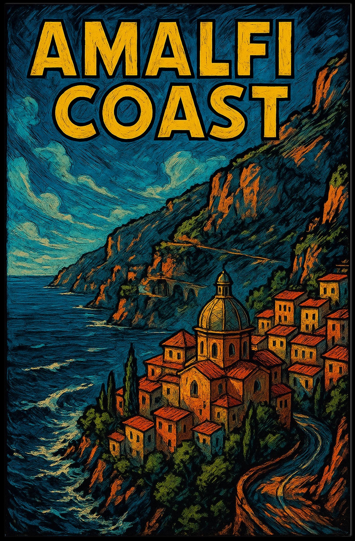 Amalfi Coast Poster Wall Art Travel Print 18x24 Home Decor