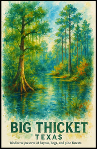 Big Thicket Texas Watercolor Nature Poster Art