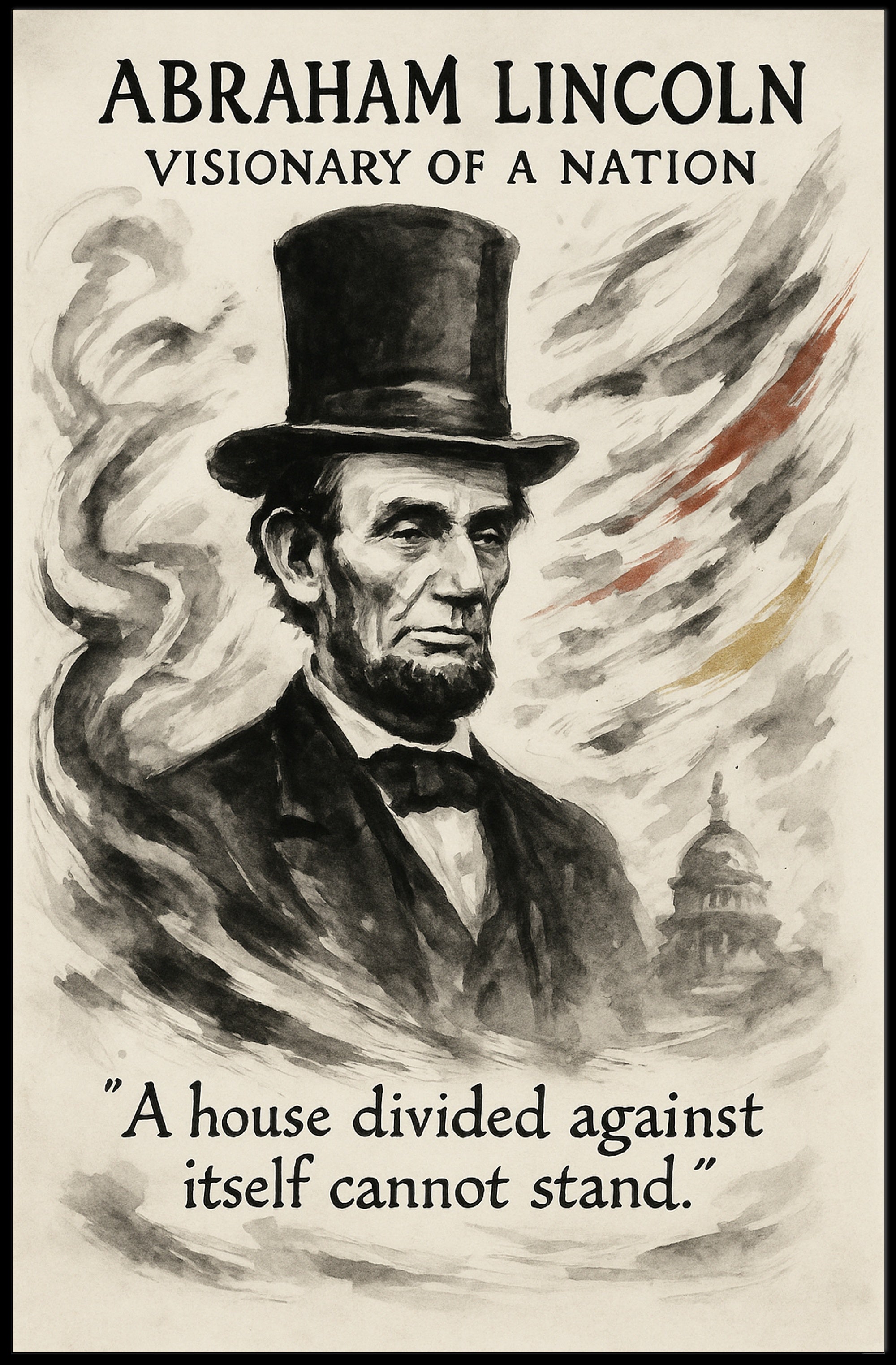 Abraham Lincoln Vintage Watercolor Historical-Presidential Poster PosterGoat
