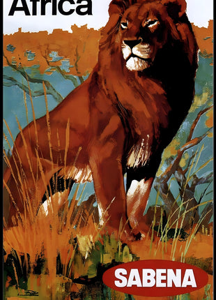 Africa Wildlife Travel Adventure Sabena Airlines Poster