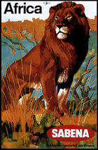 Africa Wildlife Travel Adventure Sabena Airlines Poster