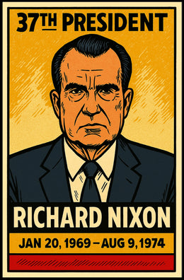 Richard Nixon 37th President of the United States Inked Comic Style Poster