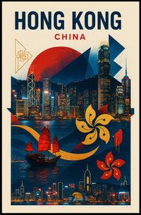 Hong Kong  A Vibrant Cityscape Poster PosterGoat