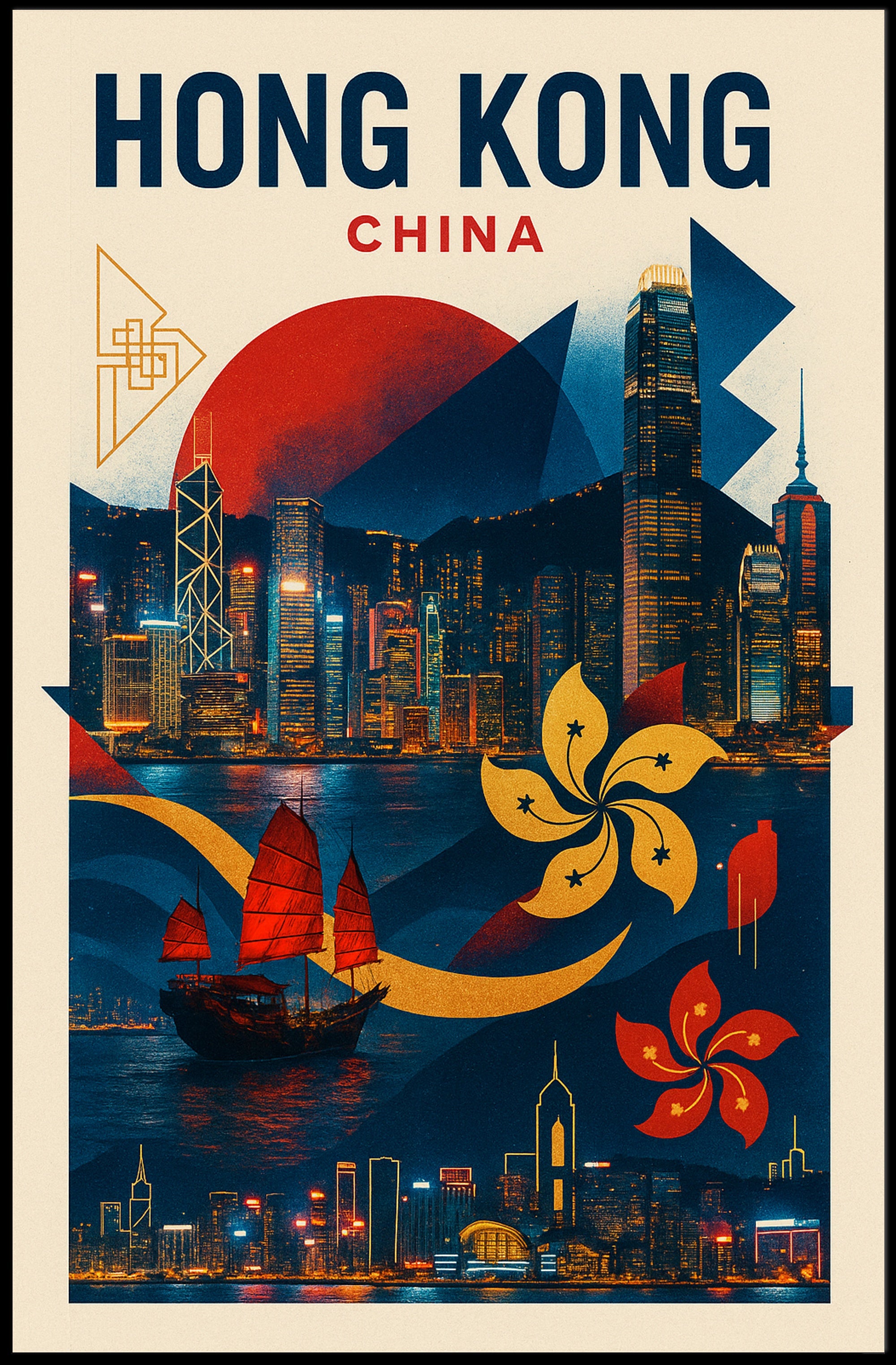 Hong Kong  A Vibrant Cityscape Poster PosterGoat
