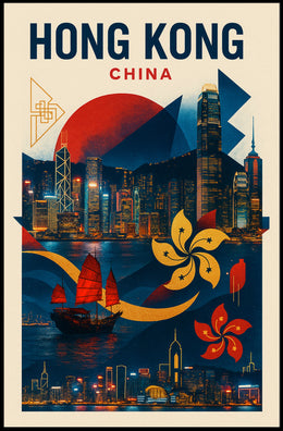 Hong Kong  A Vibrant Cityscape Poster PosterGoat
