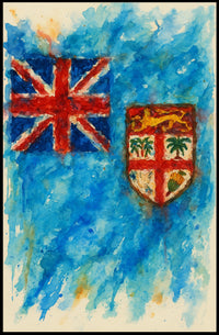 Fiji Flag Watercolor Wanderlust Poster