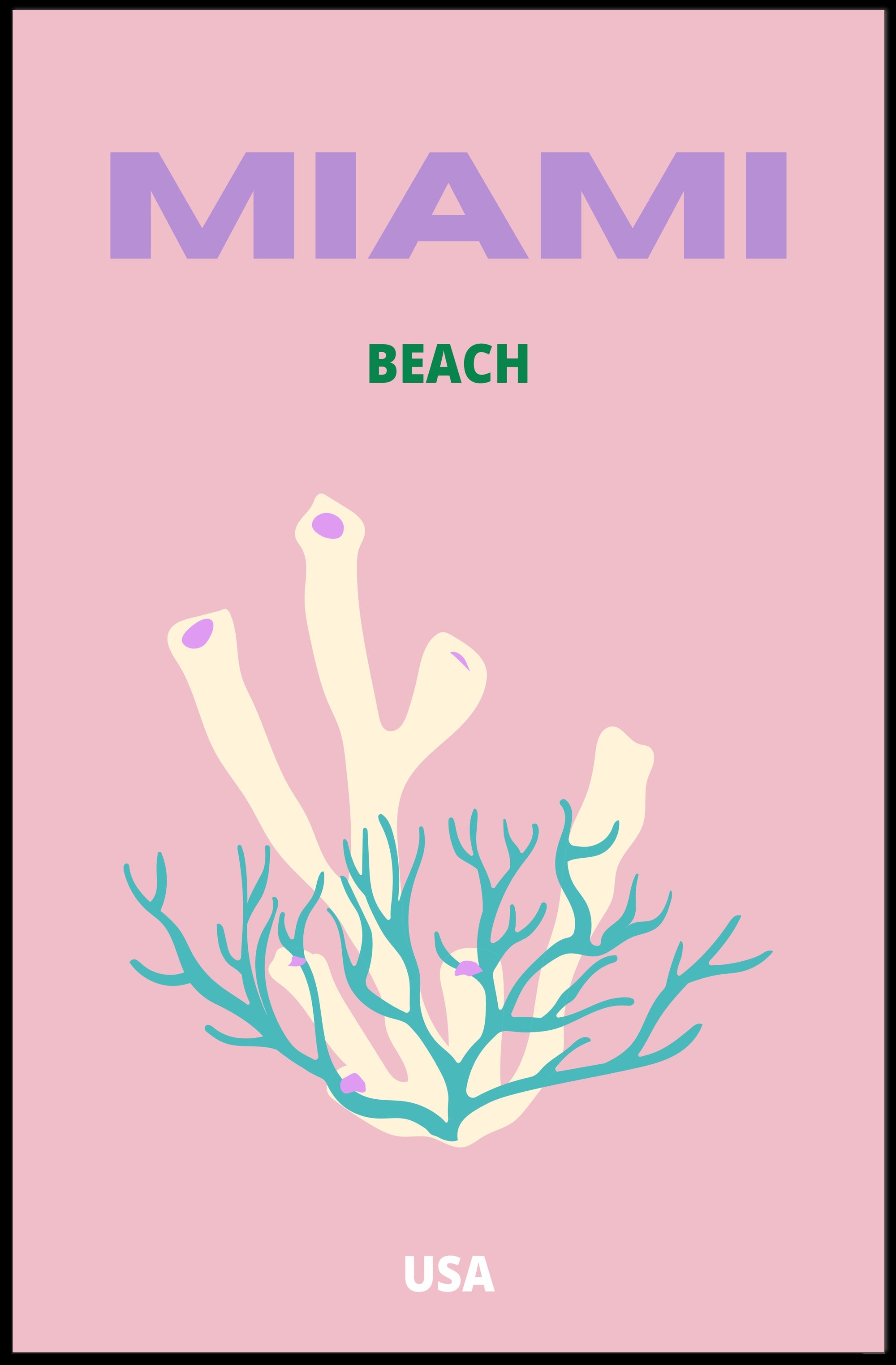 Miami Beach Coral Fantasy Travel Poster
