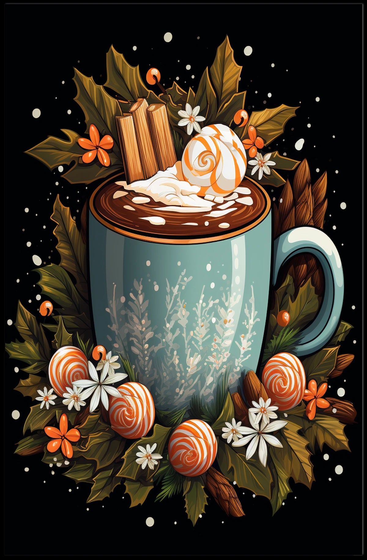 Cozy Seasonal Beverage Art Poster - Abstract or Artistic Poster