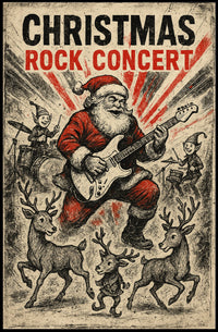 Christmas Rock Concert Santa Vintage Music or Concert Poster