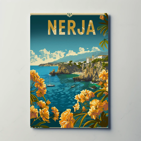 Nerja Floral Coast and Mountains Travel Poster